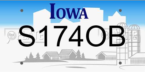 S174OB Iowa License Plate
