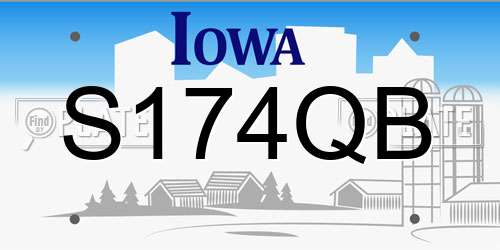 S174QB Iowa License Plate