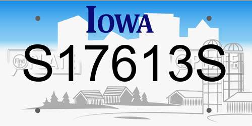 S17613S Iowa License Plate