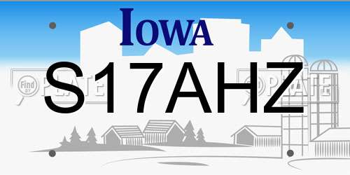 S17AHZ Iowa License Plate