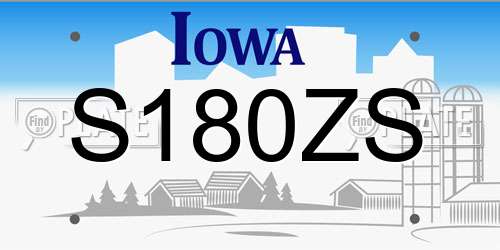S180ZS Iowa License Plate