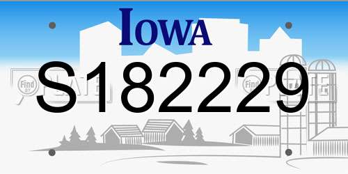 S182229 Iowa License Plate