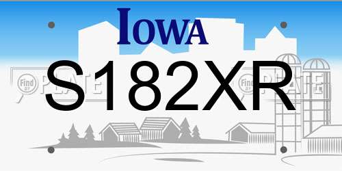 S182XR Iowa License Plate