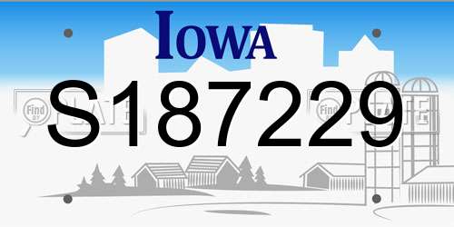 S187229 Iowa License Plate
