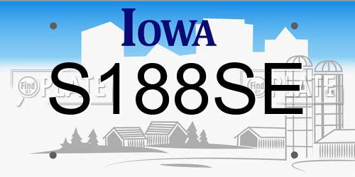 S188SE Iowa License Plate