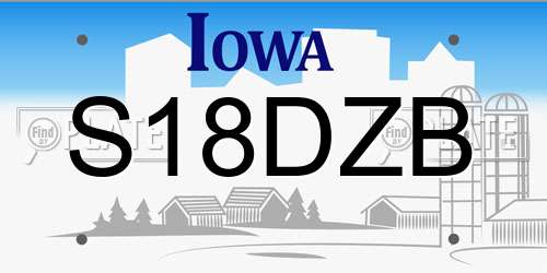 S18DZB Iowa License Plate