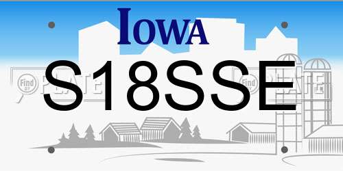S18SSE Iowa License Plate