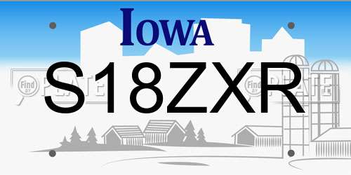S18ZXR Iowa License Plate