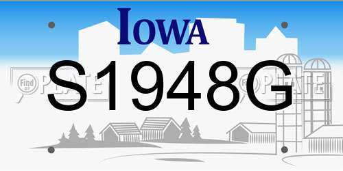 S1948G Iowa License Plate