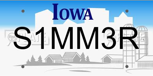 S1MM3R Iowa License Plate