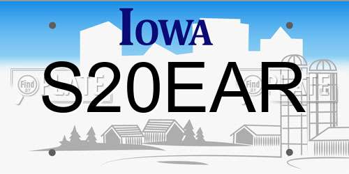 S20EAR Iowa License Plate