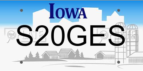 S20GES Iowa License Plate
