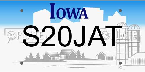 S20JAT Iowa License Plate