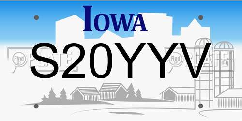 S20YYV Iowa License Plate