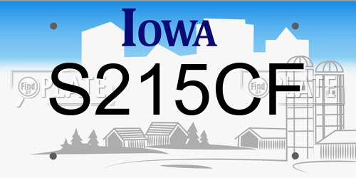 S215CF Iowa License Plate