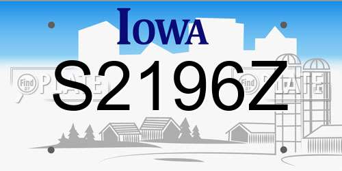 S2196Z Iowa License Plate