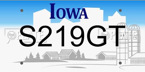 S219GT Iowa License Plate