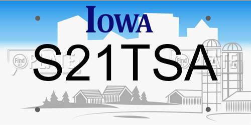 S21TSA Iowa License Plate