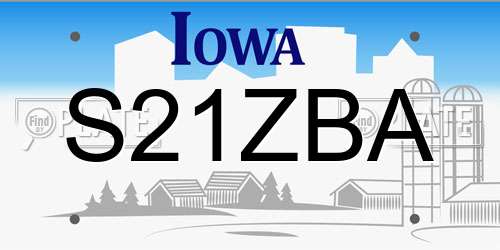 S21ZBA Iowa License Plate
