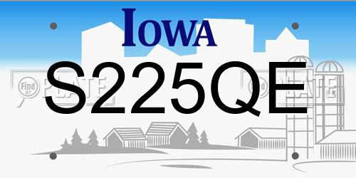 S225QE Iowa License Plate