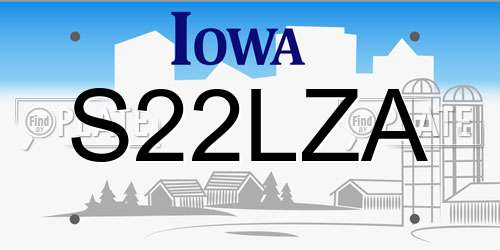 S22LZA Iowa License Plate