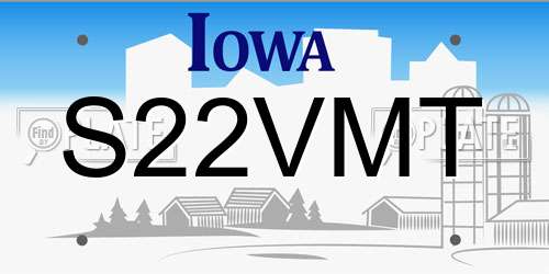 S22VMT Iowa License Plate