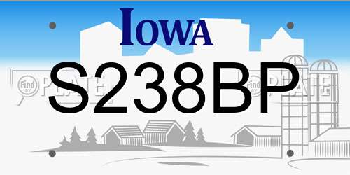 S238BP Iowa License Plate