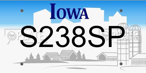 S238SP Iowa License Plate