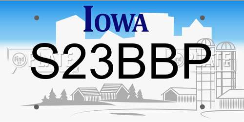 S23BBP Iowa License Plate