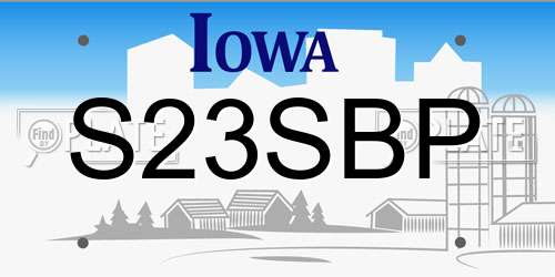 S23SBP Iowa License Plate