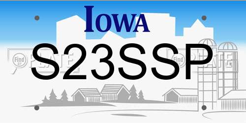 S23SSP Iowa License Plate