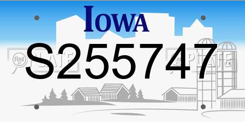 S255747 Iowa License Plate