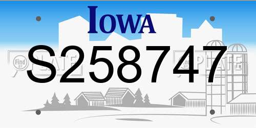 S258747 Iowa License Plate
