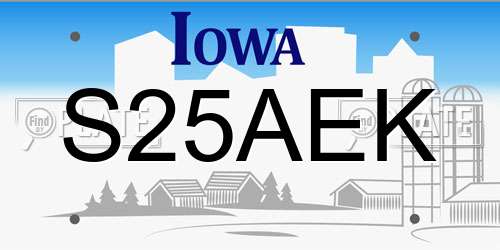 S25AEK Iowa License Plate