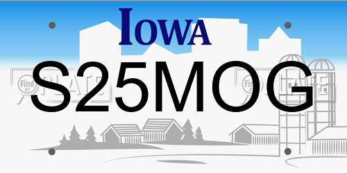 S25MOG Iowa License Plate