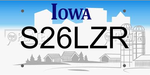 S26LZR Iowa License Plate