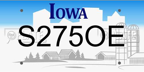 S275OE Iowa License Plate