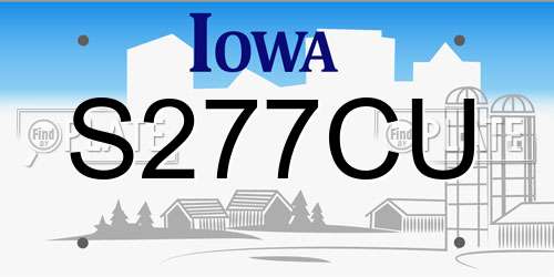 S277CU Iowa License Plate