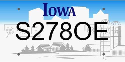 S278OE Iowa License Plate