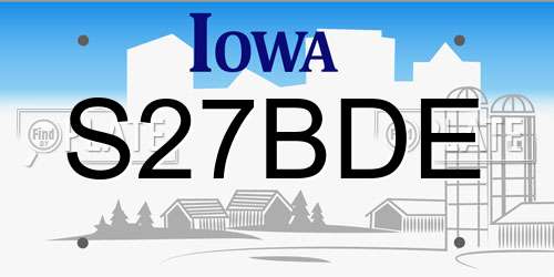 S27BDE Iowa License Plate
