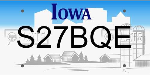 S27BQE Iowa License Plate