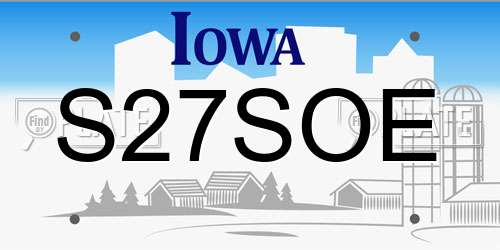 S27SOE Iowa License Plate