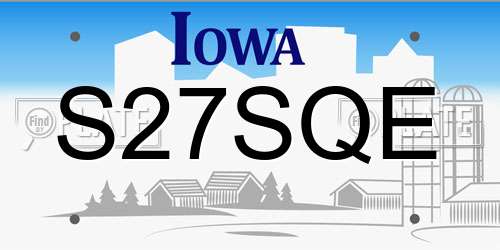 S27SQE Iowa License Plate