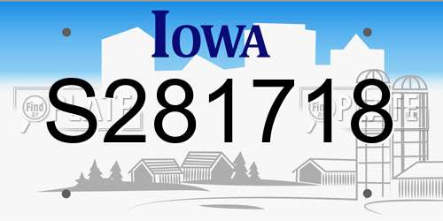 S281718 Iowa License Plate