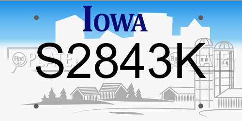 S2843K Iowa License Plate