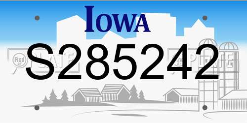 S285242 Iowa License Plate