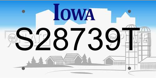 S28739T Iowa License Plate