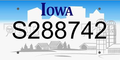 S288742 Iowa License Plate