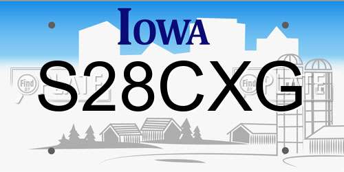 S28CXG Iowa License Plate