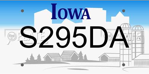 S295DA Iowa License Plate